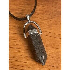 Natural Volcano  Lava Stone Pendants Natural Crystal Gemstone Hexagon 18"